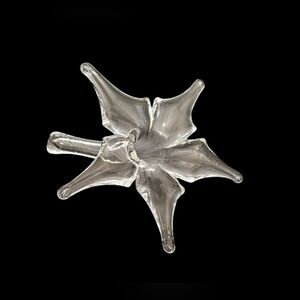 Vintage Hand Blown Art Glass Lily Clear Flower Single Bud Vase Hollow Stem 7x5"